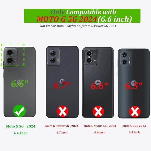 مصمم لمحفظة Moto G 5G 2024، غطاء قلاب نسائي مع حامل من جلد البولي يوريثان مزخرف بفراشات وفتحات لبطاقات الائتمان وحزام المعصم، جراب هاتف واقٍ لهاتف Motorola Moto G 5G 2024 (أرجواني) in Kuwait