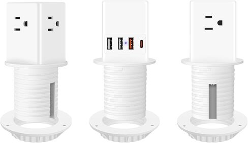 محطة شحن سريعة بحلقة تثبيت طاقة لسطح المكتب مقاس 2 بوصة USB C بقوة 20 وات، ومنفذ غائر بفتحة مكتب، ومنفذ منبثق للكونترتوب، و4 منافذ USB، و3 منافذ تيار متردد، وسلك بطول 6 أقدام، وقابس مسطح، باللون الأسود in Kuwait