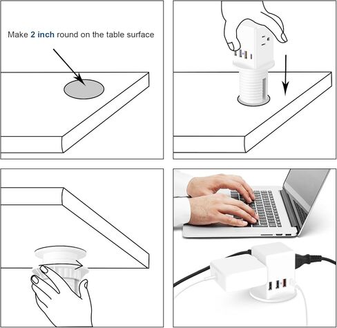 محطة شحن سريعة بحلقة تثبيت طاقة لسطح المكتب مقاس 2 بوصة USB C بقوة 20 وات، ومنفذ غائر بفتحة مكتب، ومنفذ منبثق للكونترتوب، و4 منافذ USB، و3 منافذ تيار متردد، وسلك بطول 6 أقدام، وقابس مسطح، باللون الأسود in Kuwait