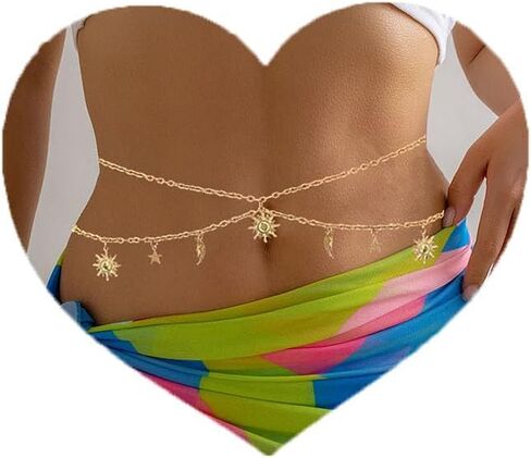 FMR الذهب الطبقات الخصر سلسلة مثير الجسم سلسلة القمر نجمة الخصر سلسلة الشمس قلادة البطن سلسلة مجوهرات ملهى ليلي حزب للنساء والفتيات في سن المراهقة in Kuwait