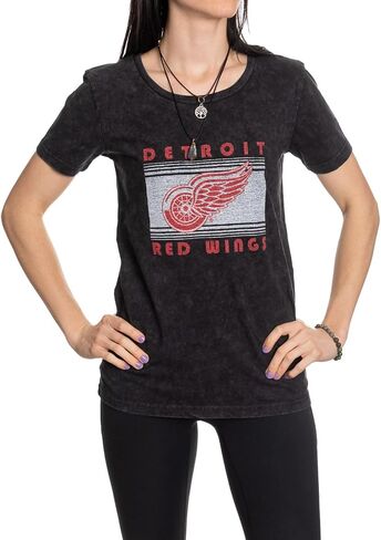 Calhoun NHL Womens Acid Wash Round Neck Block Logo T-Shirt in Saudi Arabia