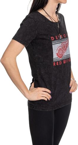 Calhoun NHL Womens Acid Wash Round Neck Block Logo T-Shirt in Saudi Arabia