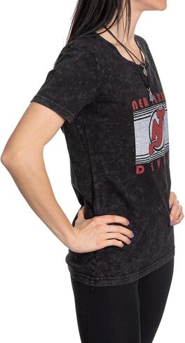 Calhoun NHL Womens Acid Wash Round Neck Block Logo T-Shirt in Saudi Arabia