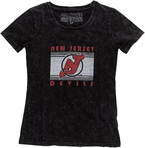 Calhoun NHL Womens Acid Wash Round Neck Block Logo T-Shirt in Saudi Arabia