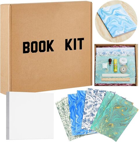 68 Pcs Bookbinding Kit Tools Includes A4 Paper Cover Paper Bone Folder Paper Creaser Awl Binding Thread Linen Ribbon Sewing Needles Glue Wood Ruler for Starter DIY Bookbinding Crafts in Saudi Arabia