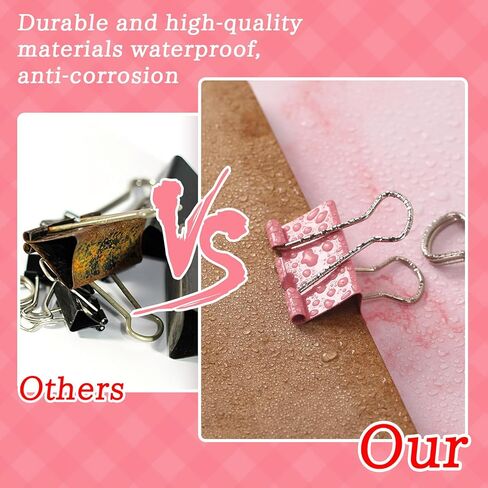 AUGSUN 150 قطعة من مشابك الورق، 5 أحجام متنوعة (صغيرة، صغيرة، متوسطة، كبيرة)، مشبك ورق معدني، مشبك ورقي وردي اللون للمنزل والمكتب والأعمال واللوازم المدرسية in Kuwait