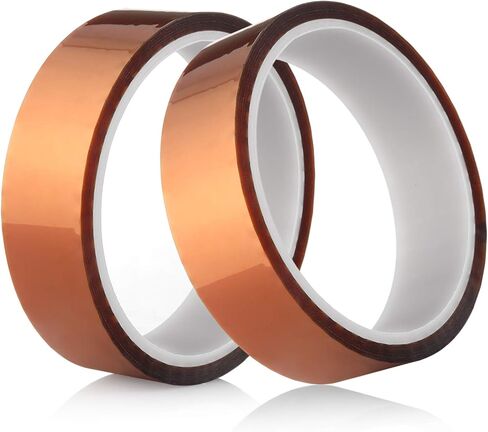 شريط درجة حرارة عالية Gdrtwwh، شريط كابتون عالي المقاومة من البوليميد، شريط درجة حرارة عالية مع لاصق سيليكون للإخفاء واللحام والكهرباء وما إلى ذلك (2 لفة × 1/2 بوصة) in Kuwait