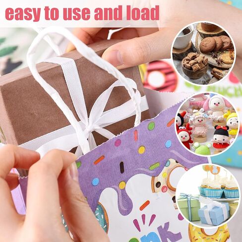 JOHOUSE 32PCS Donut Gift Bags, 5.5x2.8x8 Inches Paper Gift Bags with Handles Party Favor Bags Paper Shopping Bags, Birthday Colorful Retail Bags, Recyclable Bags, Thank You Gift Bags in Saudi Arabia
