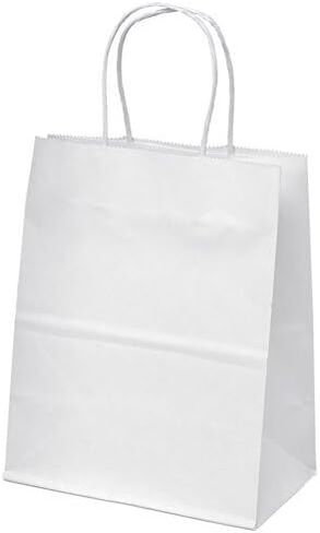 تغليف فليكسيكور 8 بوصة × 4.75 بوصة × 10 بوصة - 100 قطعة من أكياس ورق كرافت بيضاء، التسوق، البضائع، الحفلات، حقائب الهدايا in Kuwait