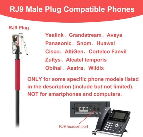محول سماعة رأس لسماعة رأس 2.5 مم، مقبس أنثى 2.5 مم إلى كابل توصيل ذكر RJ9 محول هاتف لـ Yealink T20P T21P T26P T23G T46G T48G T42S T46S Avaya 1608 9608 9611 هواتف مكتب باناسونيك سنوم in Kuwait