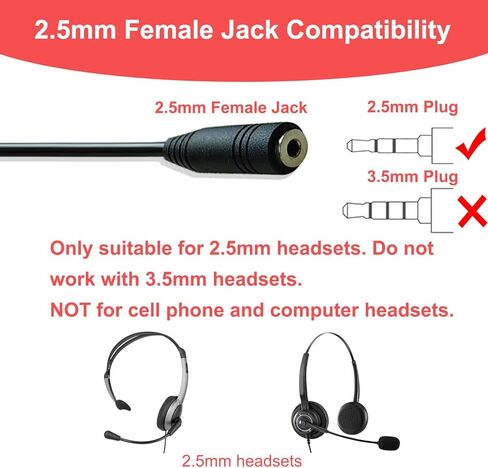 محول سماعة رأس لسماعة رأس 2.5 مم، مقبس أنثى 2.5 مم إلى كابل توصيل ذكر RJ9 محول هاتف لـ Yealink T20P T21P T26P T23G T46G T48G T42S T46S Avaya 1608 9608 9611 هواتف مكتب باناسونيك سنوم in Kuwait