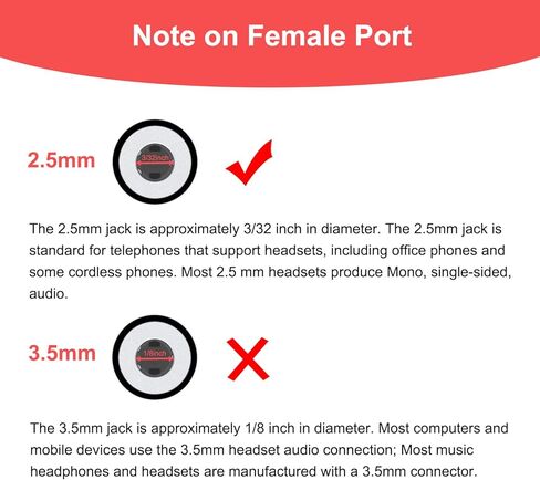 محول سماعة رأس لسماعة رأس 2.5 مم، مقبس أنثى 2.5 مم إلى كابل توصيل ذكر RJ9 محول هاتف لـ Yealink T20P T21P T26P T23G T46G T48G T42S T46S Avaya 1608 9608 9611 هواتف مكتب باناسونيك سنوم in Kuwait