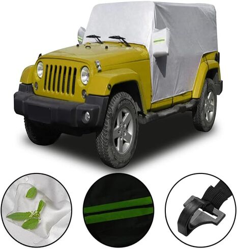 JSCARLIFE Car Waterproof Rain Sunshade Cover for 1987-2022 Jeep W-Rangler YJ TL JK JL 2 Door Windproof Dustproof Scratch Resistant Outdoor UV Protection Auto Cover in Saudi Arabia