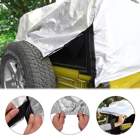 JSCARLIFE Car Waterproof Rain Sunshade Cover for 1987-2022 Jeep W-Rangler YJ TL JK JL 2 Door Windproof Dustproof Scratch Resistant Outdoor UV Protection Auto Cover in Saudi Arabia