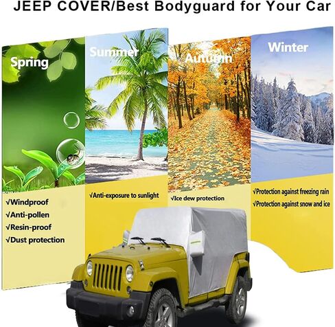 JSCARLIFE Car Waterproof Rain Sunshade Cover for 1987-2022 Jeep W-Rangler YJ TL JK JL 2 Door Windproof Dustproof Scratch Resistant Outdoor UV Protection Auto Cover in Saudi Arabia