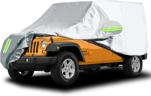 JSCARLIFE Car Waterproof Rain Sunshade Cover for 1987-2022 Jeep W-Rangler YJ TL JK JL 2 Door Windproof Dustproof Scratch Resistant Outdoor UV Protection Auto Cover in Saudi Arabia