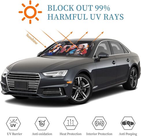 Anime Car Windshield Sun Shade for Auto - Front Window Sun Shade Visor Shield Cover Block UV Rays - 51x27.5 in in Saudi Arabia