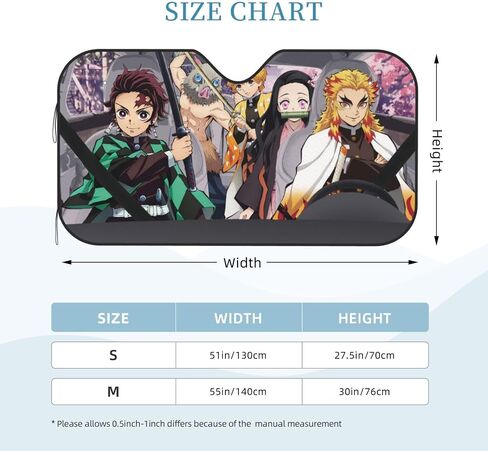Anime Car Windshield Sun Shade for Auto - Front Window Sun Shade Visor Shield Cover Block UV Rays - 51x27.5 in in Saudi Arabia