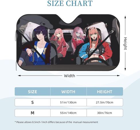 Anime Car Windshield Sun Shade for Auto - Front Window Sun Shade Visor Shield Cover Block UV Rays - 51x27.5 in in Saudi Arabia