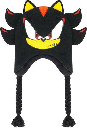 Shadow The Hedgehog Beanie Hat, Sonic The Hedgehog Peruvian Winter Knit Cap with 3D Ears and Tassels, Black, One Size in Saudi Arabia