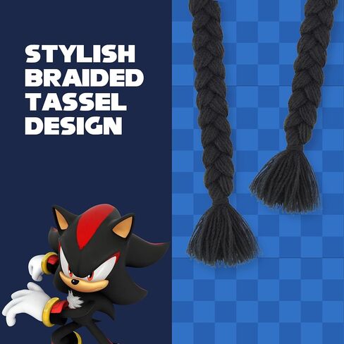 Shadow The Hedgehog Beanie Hat, Sonic The Hedgehog Peruvian Winter Knit Cap with 3D Ears and Tassels, Black, One Size in Saudi Arabia