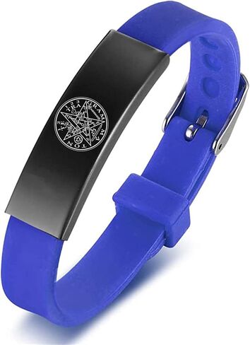 Tetragrammaton Pentacle Pentagram Name of God Amulet Symbol Silicone Bracelet Spiritual Protection Sacred Geometry Bangle Wristband Solomon Talisman Jewelry for Adults Teens, Adjustable in Saudi Arabia
