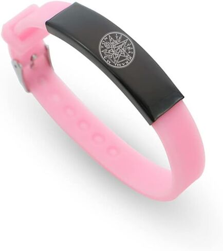 Tetragrammaton Pentacle Pentagram Name of God Amulet Symbol Silicone Bracelet Spiritual Protection Sacred Geometry Bangle Wristband Solomon Talisman Jewelry for Adults Teens, Adjustable in Saudi Arabia
