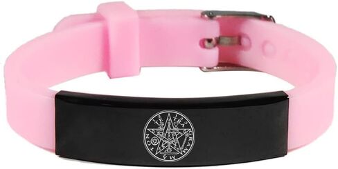 Tetragrammaton Pentacle Pentagram Name of God Amulet Symbol Silicone Bracelet Spiritual Protection Sacred Geometry Bangle Wristband Solomon Talisman Jewelry for Adults Teens, Adjustable in Saudi Arabia