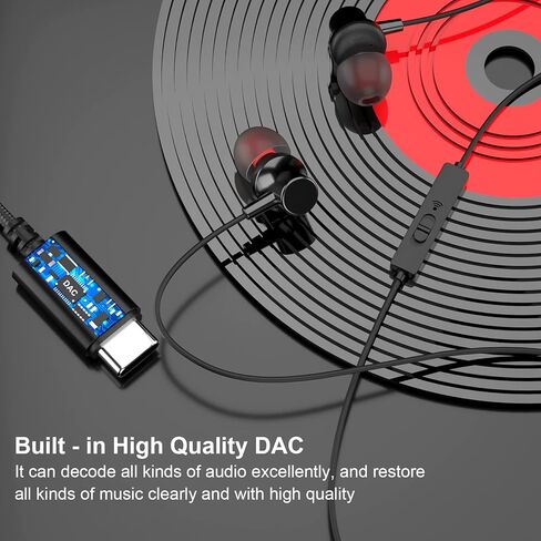 USB C Wired Headphones with Mic for iPhone 15, Type C Earbuds Magnetic Volume Control Mute Function Noise Cancelling for Samsung S24 S23 A55 A54 Galaxy Z Fold Flip 5 iPad OnePlus 12 11 Pixel 8 Pro 7 6 in Saudi Arabia