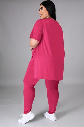 طقم ملابس نسائية من Tycorwd مقاس كبير مكون من قطعتين، تيشيرتات صيفية كبيرة الحجم، بناطيل رياضية طويلة، أطقم بدلات رياضية in Kuwait