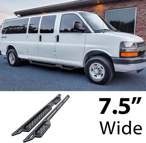لوحات الجري ذات الطراز المنسدل HD Ridez ذات الخطوات الجانبية المتوافقة مع سيارة Chevy Express GMC Savana 1500 2500 3500 2003-2024 بالحجم الكامل in Saudi Arabia