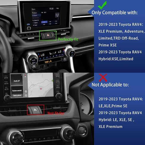 ELOHEI لحامل هاتف RAV4 مع قاعدة مخصصة، حامل هاتف السيارة لملحقات Toyota RAV4 2019-2023، حامل هاتف RAV4 بدون استخدام اليدين للهواتف 4.7-7 (لا يناسب RAV4 LE، XLE، Prime SE) in Kuwait