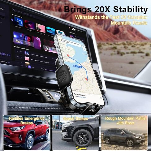 ELOHEI لحامل هاتف RAV4 مع قاعدة مخصصة، حامل هاتف السيارة لملحقات Toyota RAV4 2019-2023، حامل هاتف RAV4 بدون استخدام اليدين للهواتف 4.7-7 (لا يناسب RAV4 LE، XLE، Prime SE) in Kuwait