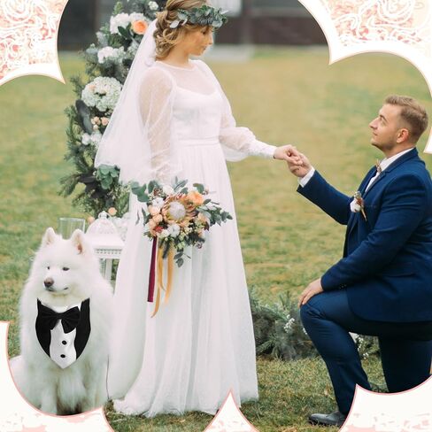 2 Pcs Wedding Dog Bandanas Pet Bandanas for Wedding Adjustable Dog Bandana Collar with Bow Tie Dog Scarf for Medium Large Dog Engagement Birthday Gifts Pet Wedding Costume Accessories in Saudi Arabia