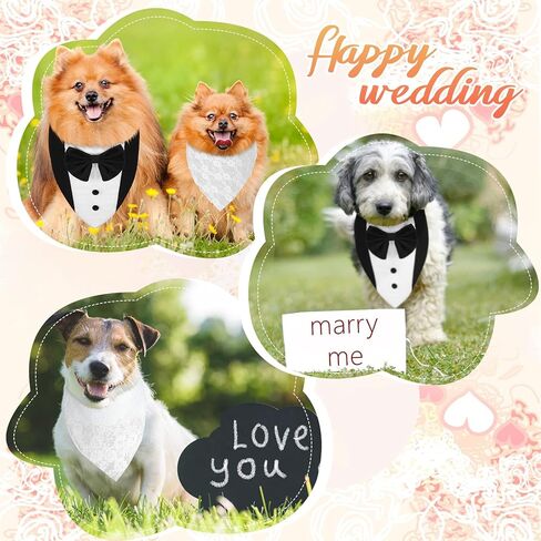 2 Pcs Wedding Dog Bandanas Pet Bandanas for Wedding Adjustable Dog Bandana Collar with Bow Tie Dog Scarf for Medium Large Dog Engagement Birthday Gifts Pet Wedding Costume Accessories in Saudi Arabia