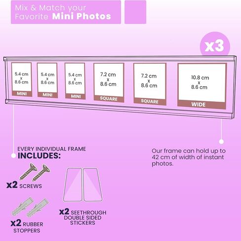 إطارات Instax للحائط، إطارات Instax، إطارات الصور، ديكور جداري لفيلم Fuji-Film Instax Mini Film Instax Wide Film وFujifilm Instax Square Film in Kuwait
