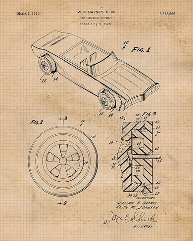 Vintage Diecast Toys Patent Prints, 4 (8x10) Unframed Photos, Wall Art Decor Gifts for Home Office Gears Garage Shop Studio School Engineer Student Teacher Coach Hot Wheels Car Builder Creator Fans in Saudi Arabia