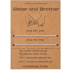Lcherry Pinky Promise Distance Matching Friendship Couple Bracelets for Women Funny Morse Code Bracelet for Women 2 Pieces Christmas gifts