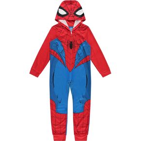 Marvel Boys Spiderman Pajamas Set - Hooded Long Sleeve Spiderman Pajamas - Spiderman, Mile Morales Sleeper Pajamas Set