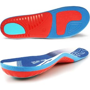 Sport Cushioned Comfortable Gel Hiking Insoles Training Jogging Work Boots for Long Standing Inserts for Both Men and Women,L