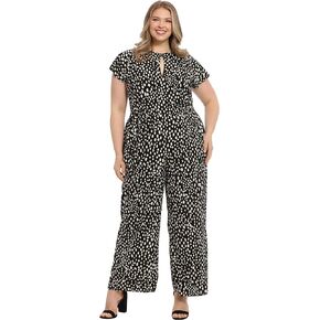 London Times womens Cap Sleeve Faux Wrap Wide Leg JumpsuitLondon Times Women's Dresses Cap Sleeve Faux Wrap Wide Leg Jumpsuit