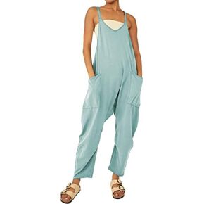 VAOYIU بذلة نسائية كاجوال برقبة على شكل حرف V وزرة حريم قابلة للتمدد وحزام قابل للتعديل مع جيوب in Kuwait