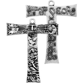 VILLAGE GIFT IMPORTERS 2" Tau Cross Pendant | St. Francis of Assisi Cross | Franciscan Symbol Cross | Laudato Si' Cross | Christian Jewelry
