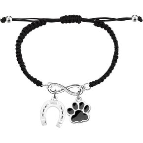 UJIMS Lucky Horse Gift Paw Print Horseshoe Braided Rope Bracelet Horseshoe Gift for Horse Lover Cowgirl Equestrian Gifts