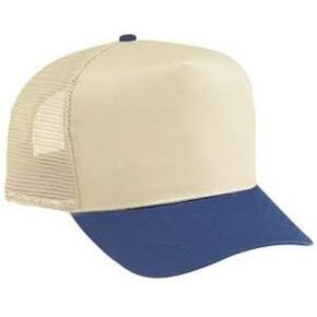 OTTO Cotton Blend Twill 5 Panel Pro Style Mesh Back Trucker Hat - Black