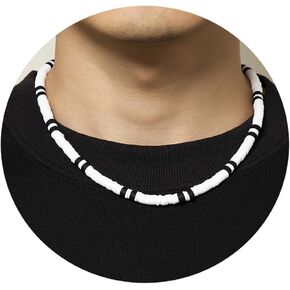 MIFYNN Surfer Necklace for Men Beaded Choker Necklace Puka Shell Necklace Brown Coconut Wood Beads Necklace Beach Surfer Jewelry Gift