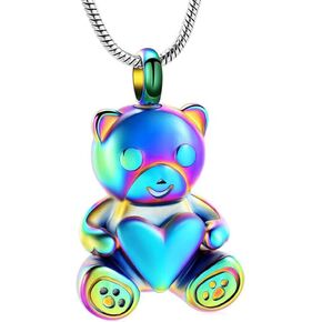 Cremation Jewelry - Teddy Bear Urn Necklace for Men Women with Mini Keepsake Urn Memorial Ash Jewelry