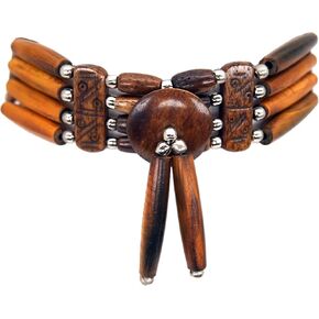 outROAR Gear Choker Necklace Four Row Woody Brown Bone Hairpipe in Kuwait