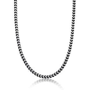 Metro Jewelry Thick Box Chain Necklace for Men in Stainless Steel with Black Ion Plating 24 Inches Long 6 mm Wide Push Lock