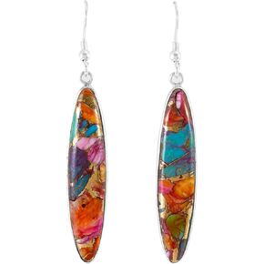 Turquoise Earrings 925 Sterling Silver & Genuine Turquoise (Choose Color)